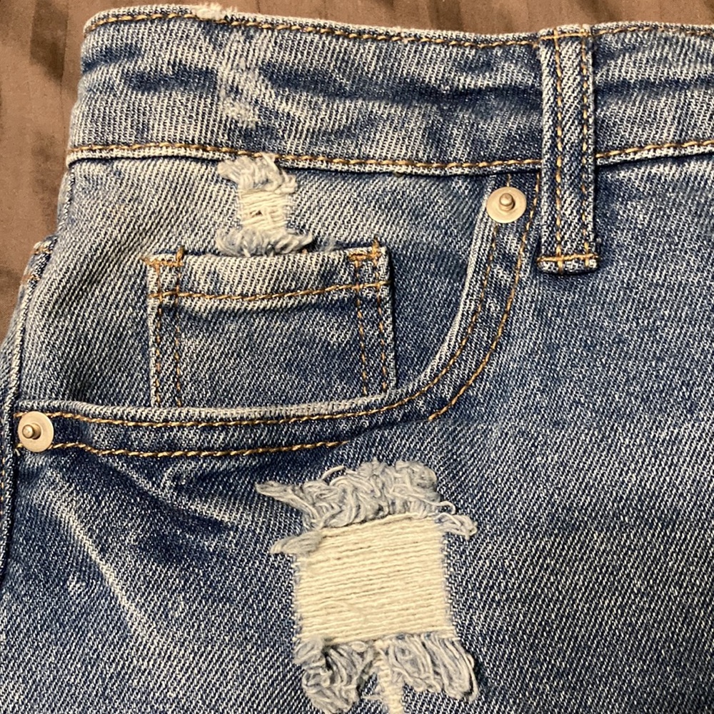 Wild Fable Denim Jean Mini Skirt Factory Distressed sz 9 - Picture 4 of 12